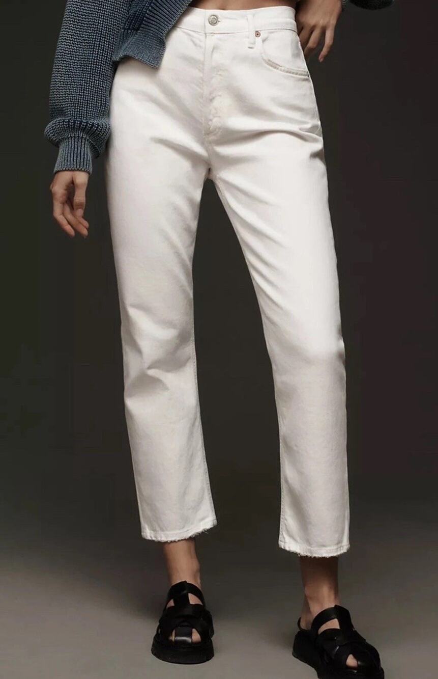 AGOLDE Riley Crop High-Rise Straight Jeans sour cream 27